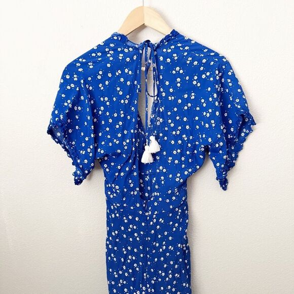 FAITHFULL THE BRAND | La Villa Blue Floral Print Wide-Leg Jumpsuit | Size 6 - Picture 8 of 13